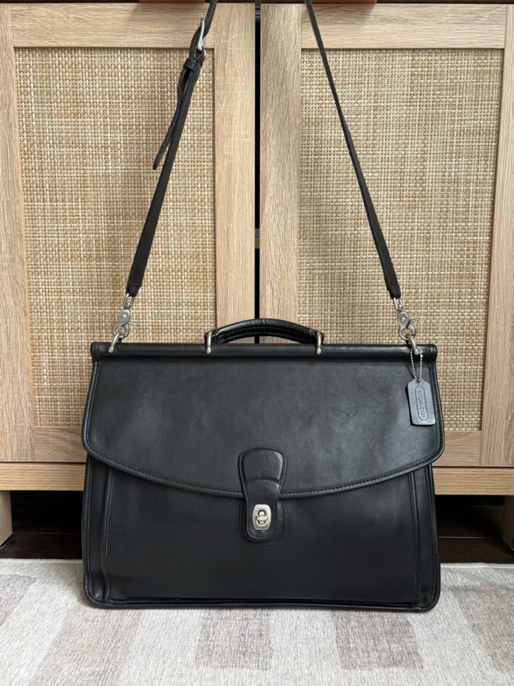 COACH Vintage Beekman Briefcase Black Leather Nickel Messenger Laptop Bag 5266 - Picture 13 of 14